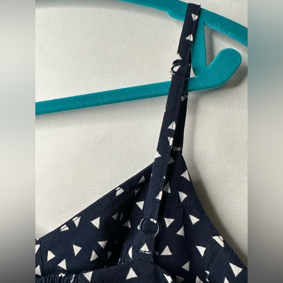 Black Poppy Short Sundress Blue / White Triangle Pattern Sleeveless XS - Picture 3 of 8